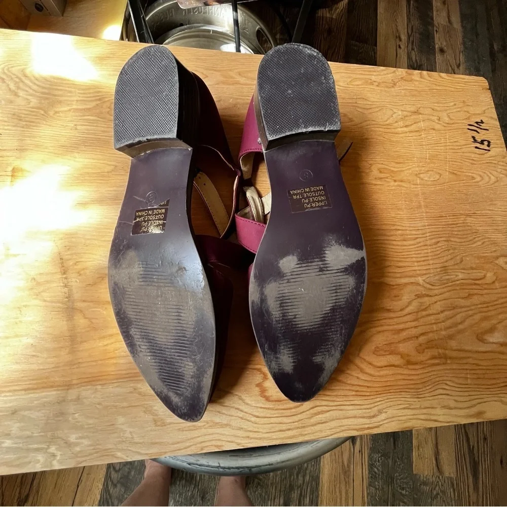 Journee Collection | Maroon Elina Strappy Flat Shoes, Women’s Size 8